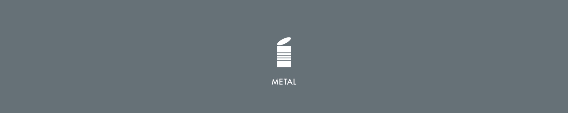 grå banner med piktogram af metal