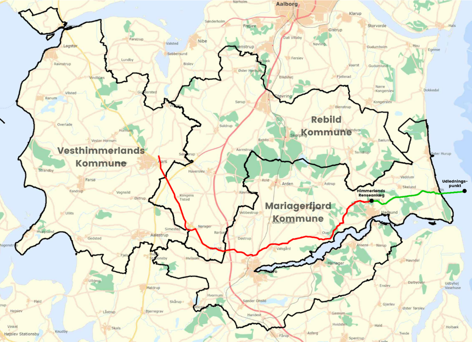 Centralisering af spildevand skåner Limfjorden Kort over spildevandsledning